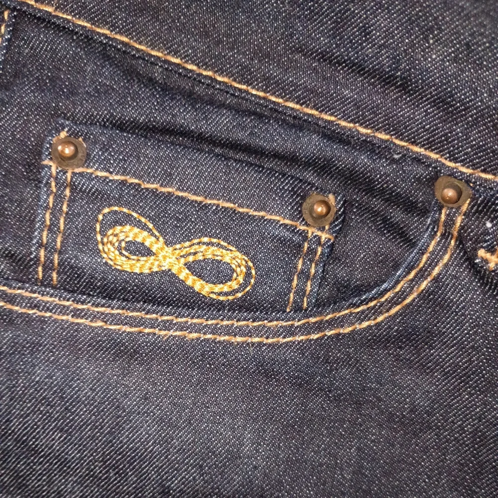 Pony Blue Skinny Jeans with Gold Stitching